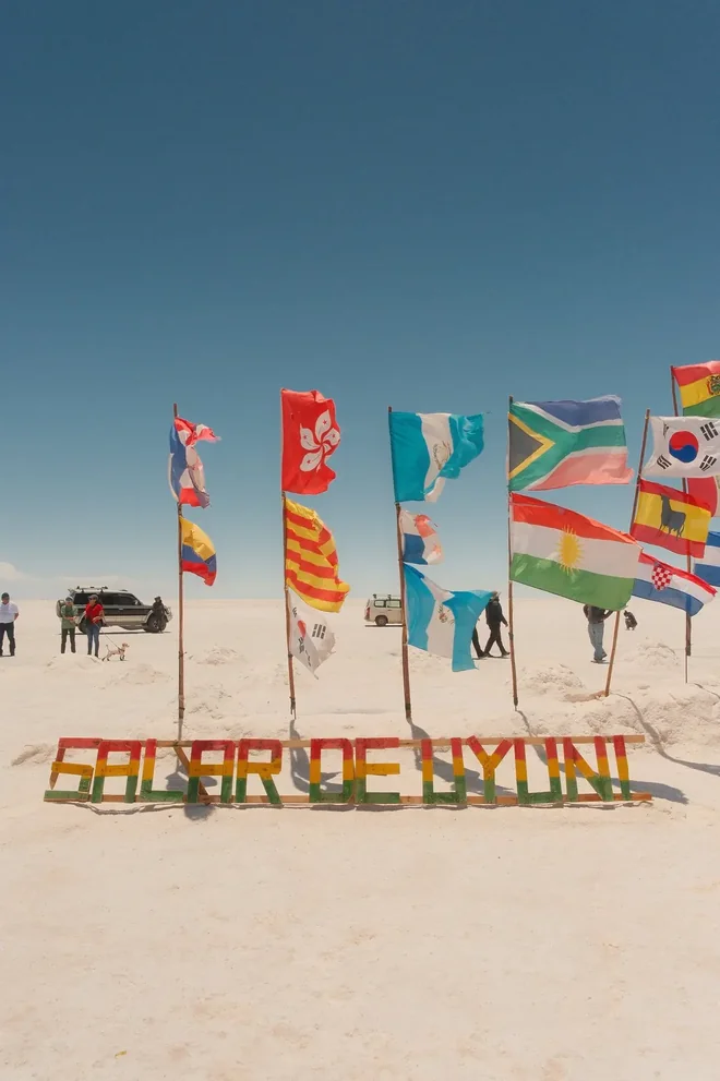 Plaza de las Banderas, the flag forest of Uyuni