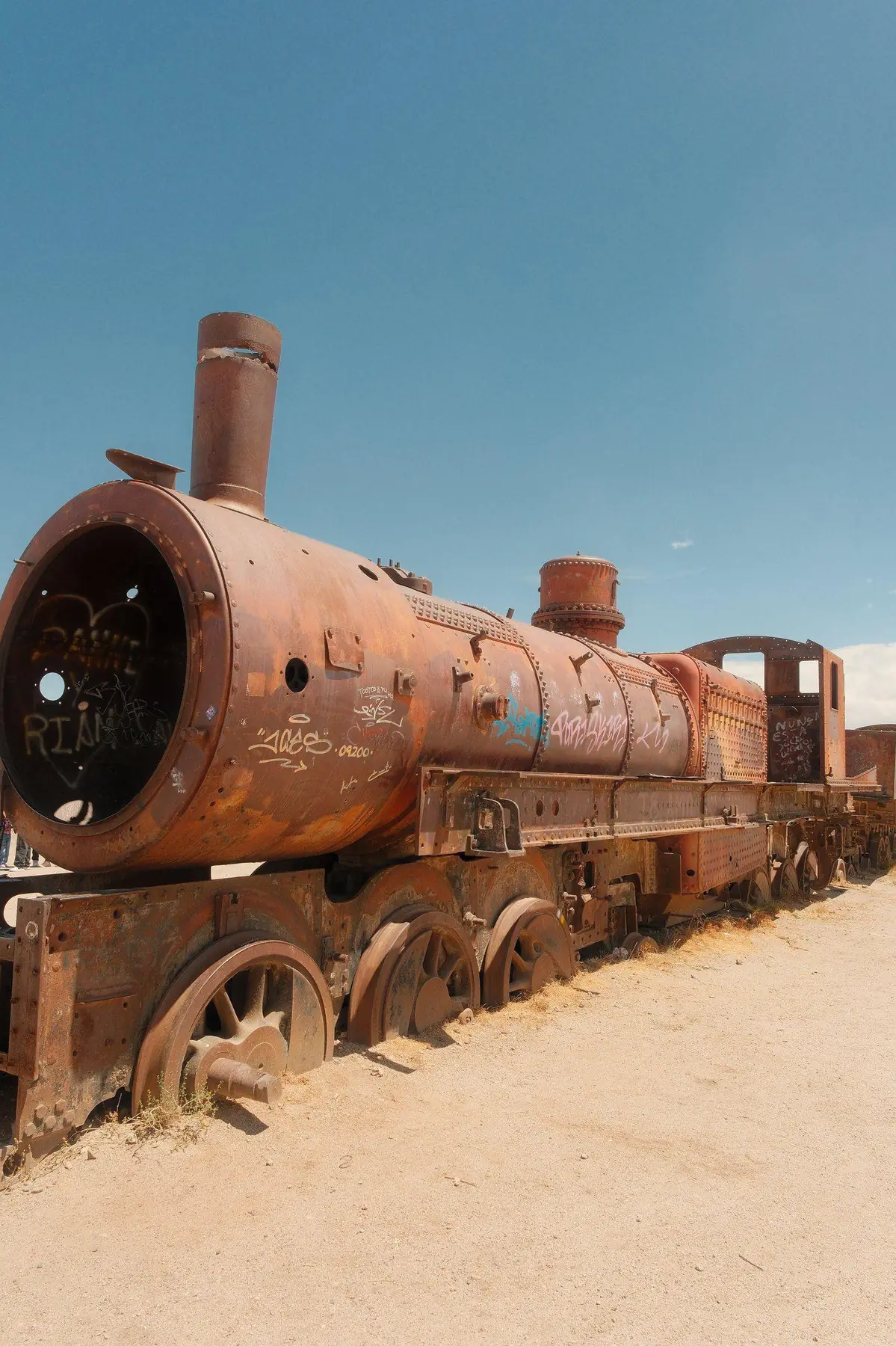 Rusted train cemetery outside Uyuni