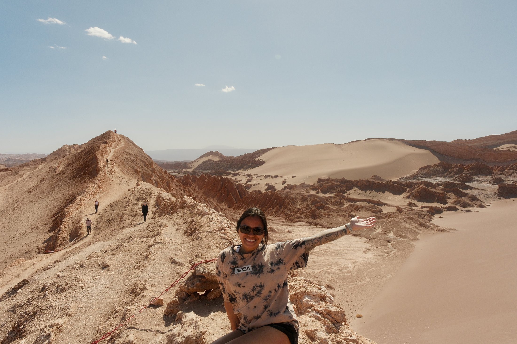 Valle de la Luna at golden hour, salt rocks and dunes