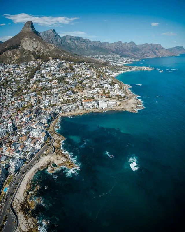 Cape Town's Atlantic coast below the mountains