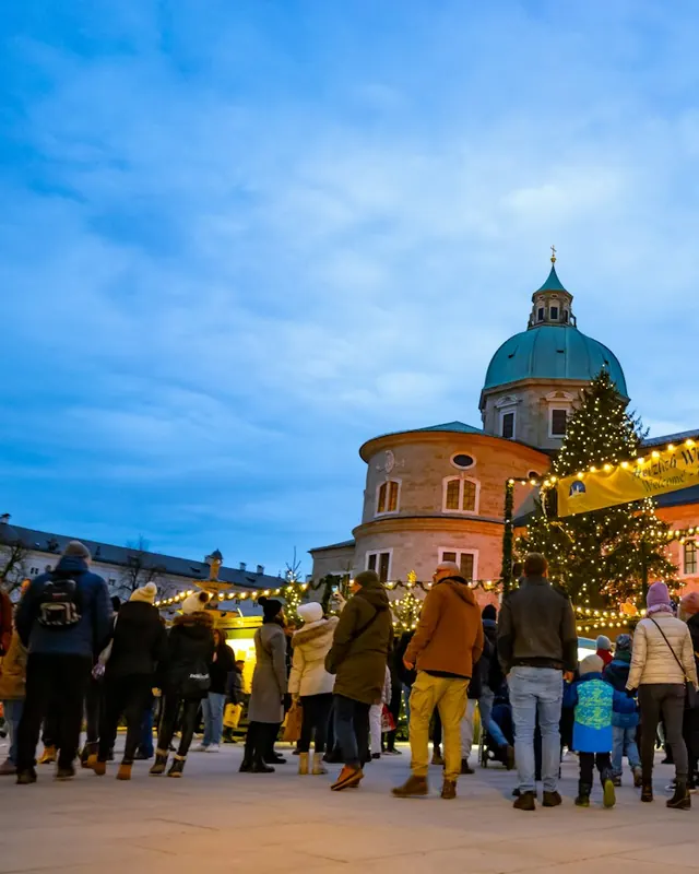 The Christmas market in front of Salzburg Cathedral