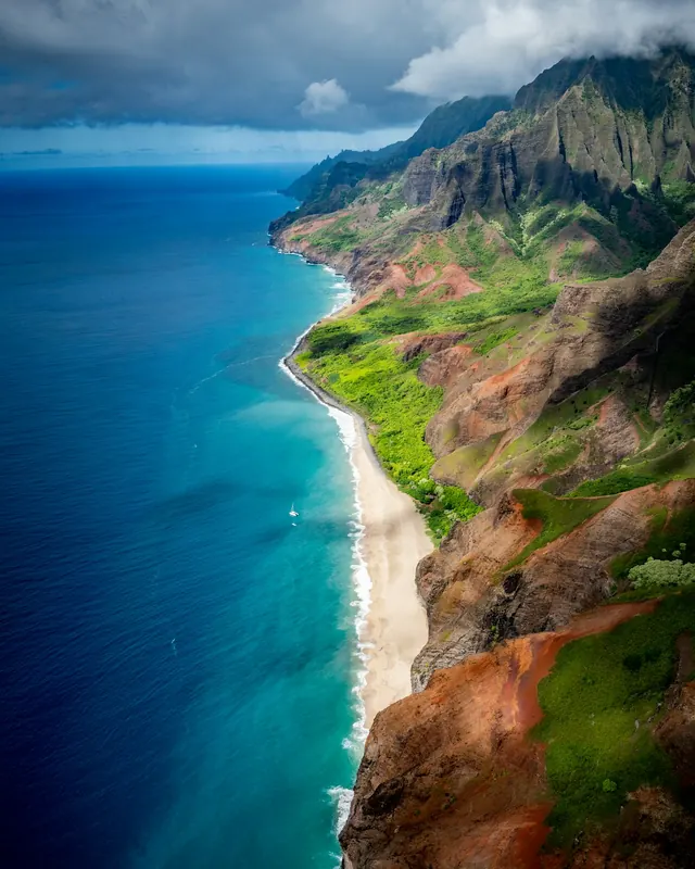 The Na Pali Coast of Kauai from above