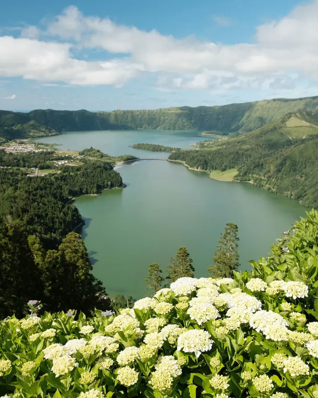 The Sete Cidades crater lake on Sao Miguel in the Azores