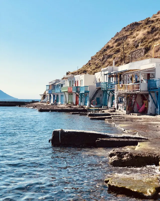 Colorful fishermen's houses at Klima on Milos